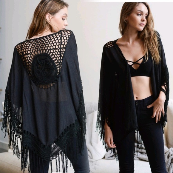 sarrah Sweaters - Last 1! New Tangier Boho macramé kimono Cardi